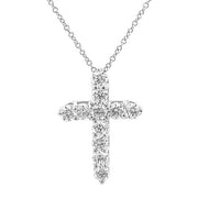 18K White Gold Diamond Cross Necklace